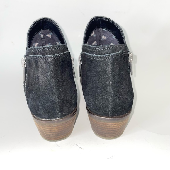 Lucky Brand Women's Size 7 Perforated Ankle Boots Black Suede Booties - Picture 5 of 11